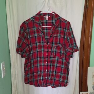 Victoria's Secret Plaid Button Up Pajama Top